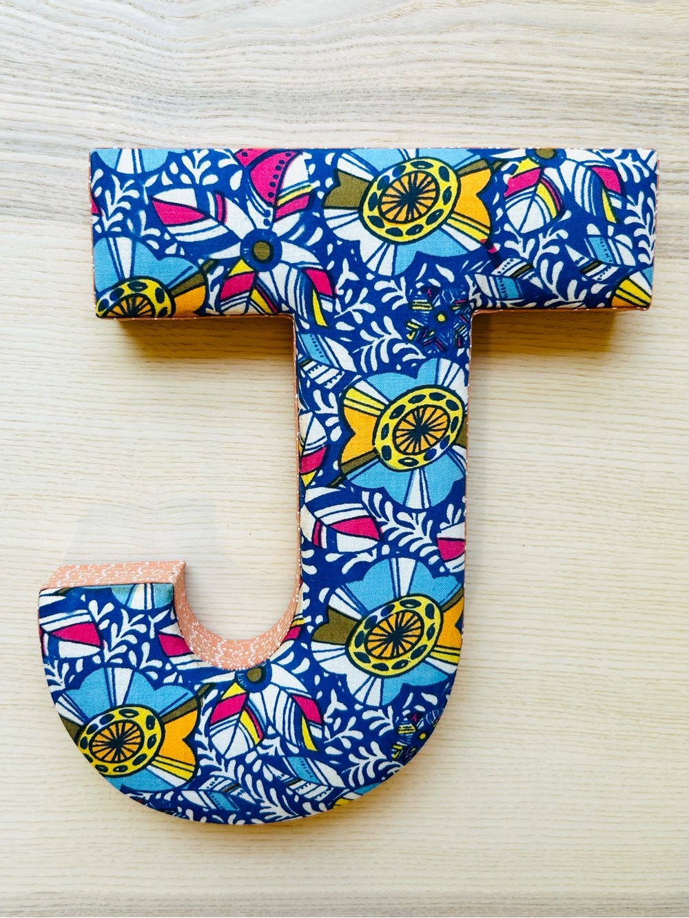 Anthropologie Handmade Fabric Letter J Wall Decor Artisan Boho Maximalist